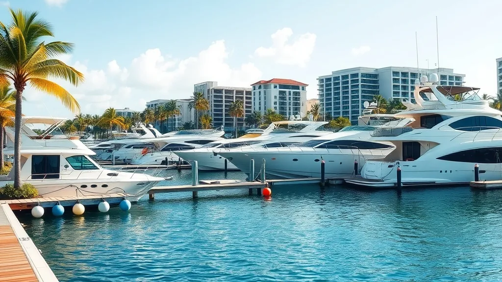 Yachts and boats at an upscale Florida city dock